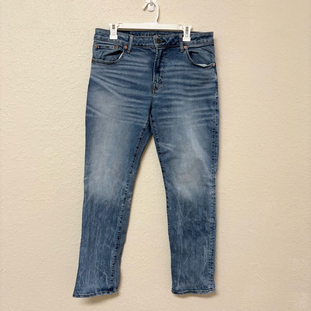 American Eagle Original Straight Men’s Denim Blue Jeans Size 33x32 AirFlex